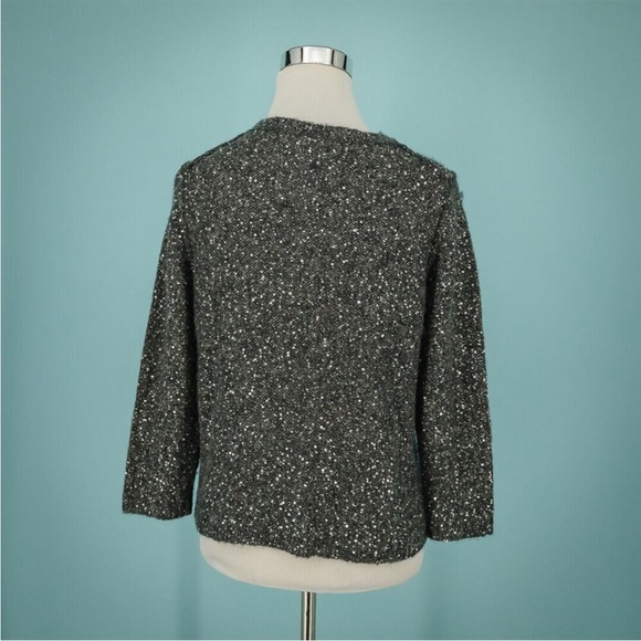 Jigsaw Sequin Crew Neck Long Sleeve Alpaca Wool Blend Knit Sweater - Picture 3 of 7